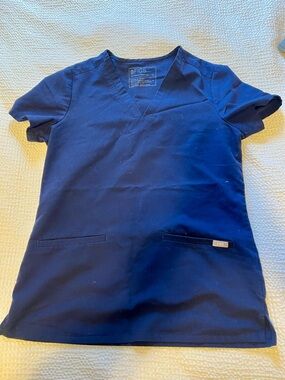 Figs Navy V-Neck Scrub Top